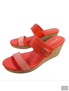 Vivaia Sammy Adjustable Strap Wedge Sandal Citrus Orange Size 42